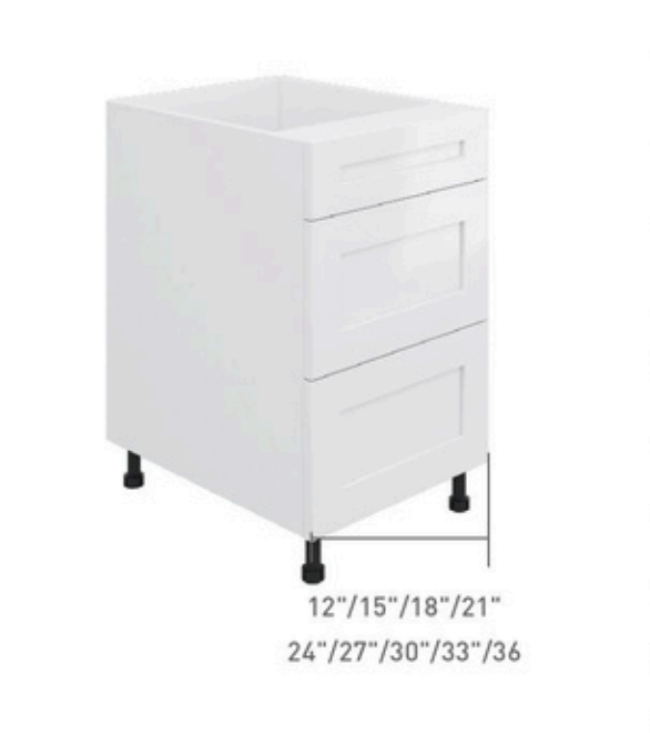 Bas 3 tiroirs 12" à 27" (groupe 1)