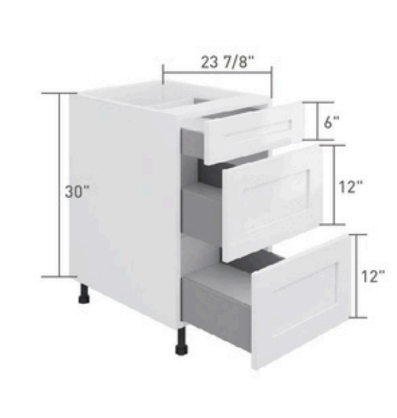 Bas 3 tiroirs 12" à 27" (groupe 1)
