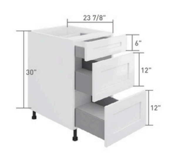 Bas 3 tiroirs 30" à 36" (groupe 2)
